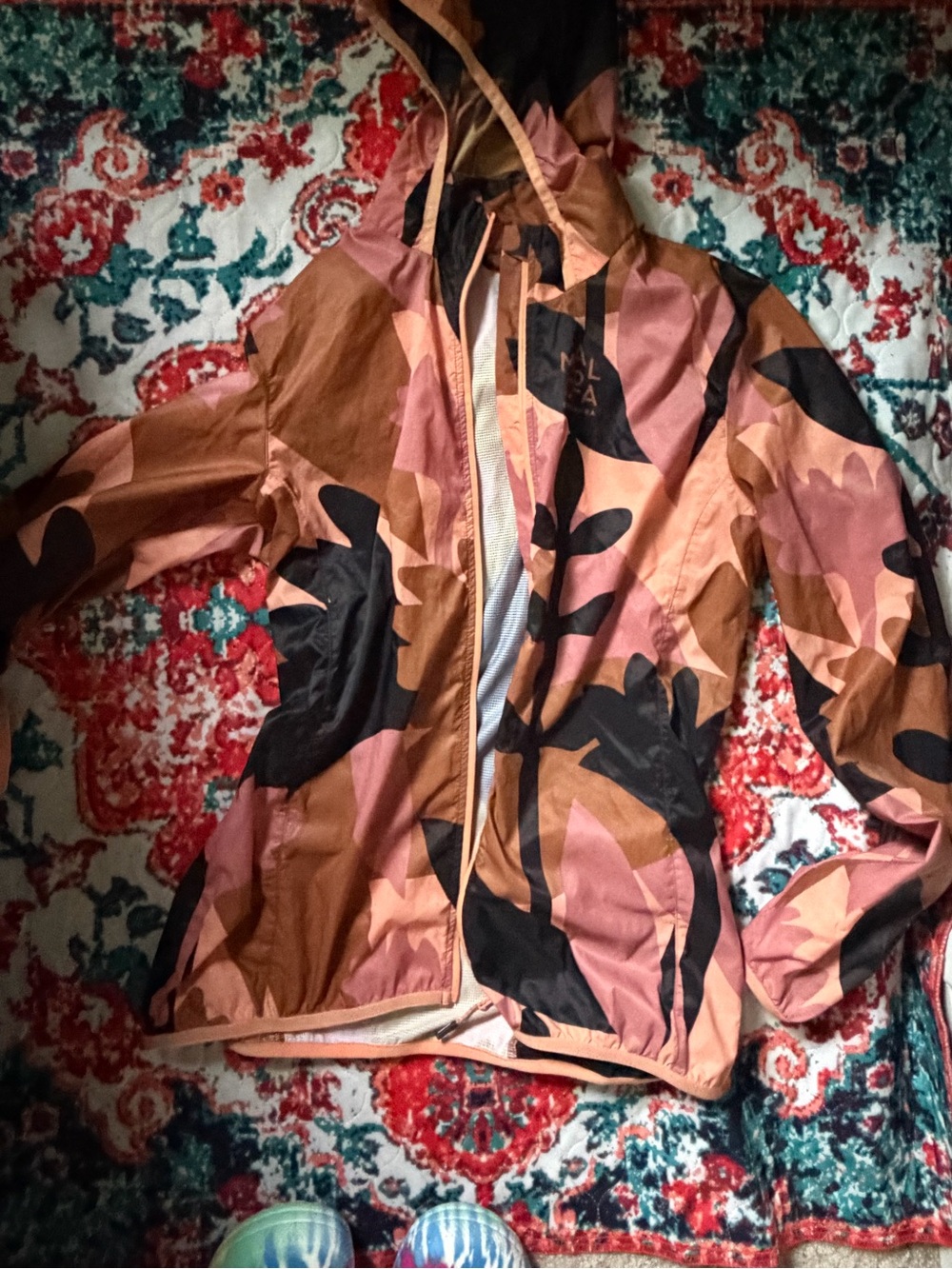 Malo Camouflage Windbreaker in Brown, Black & Pink